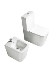 Combo Inodoro Largo Mochila y Bidet Triple Agujero Vero